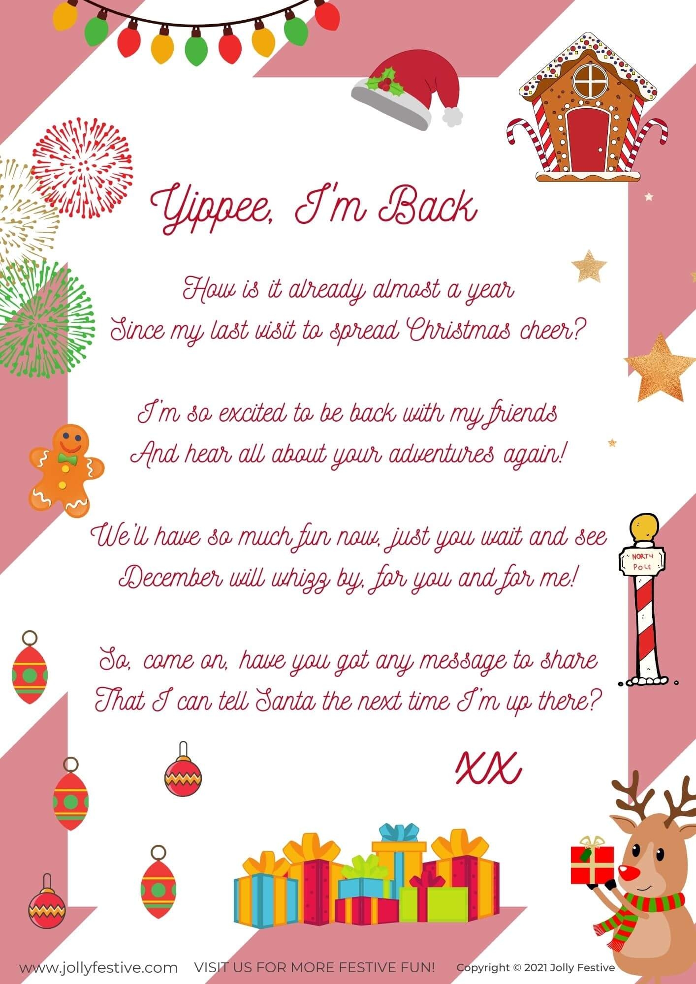 Elf Return Letter Free Printable