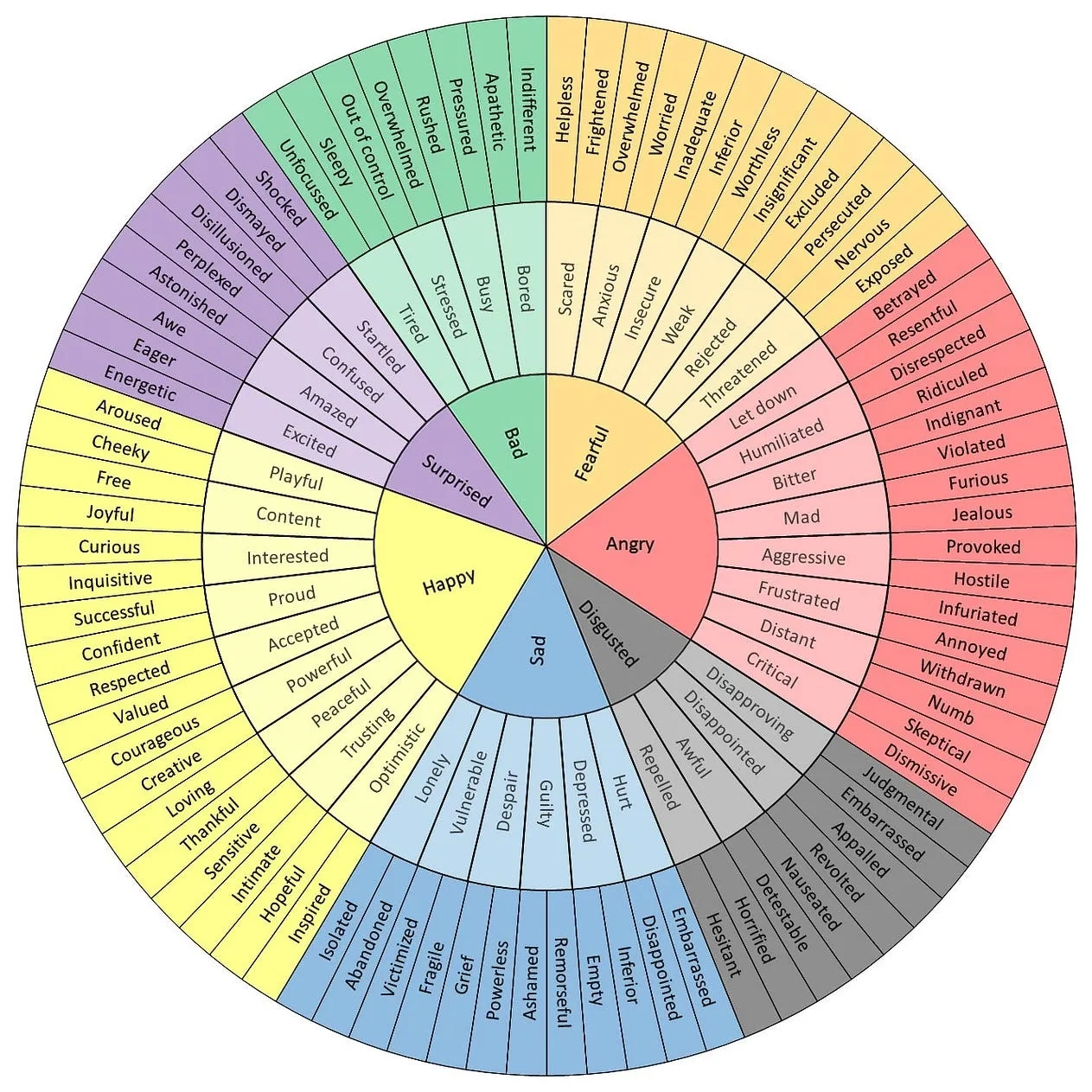 Emotion Sensation Feeling Wheel Printable Feelings Wheel 
