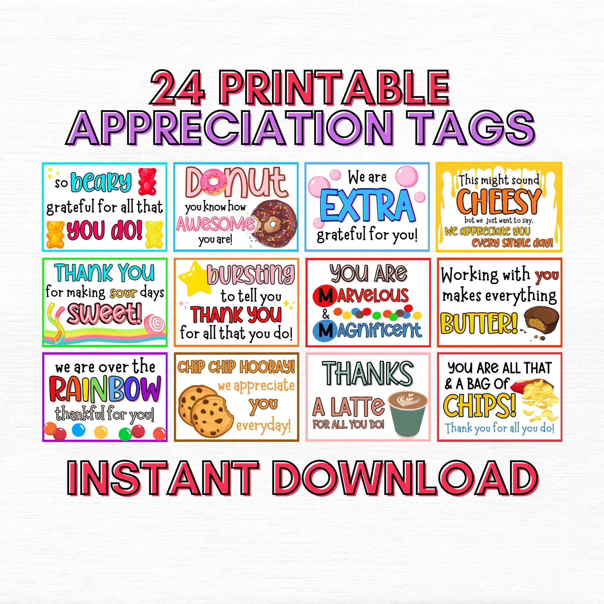 Employee Candy Bar Gift Tags Thank You Notes For Employee Appreciation Staff Appreciation Candy Bar Award For Employee Teacher Appreciation
