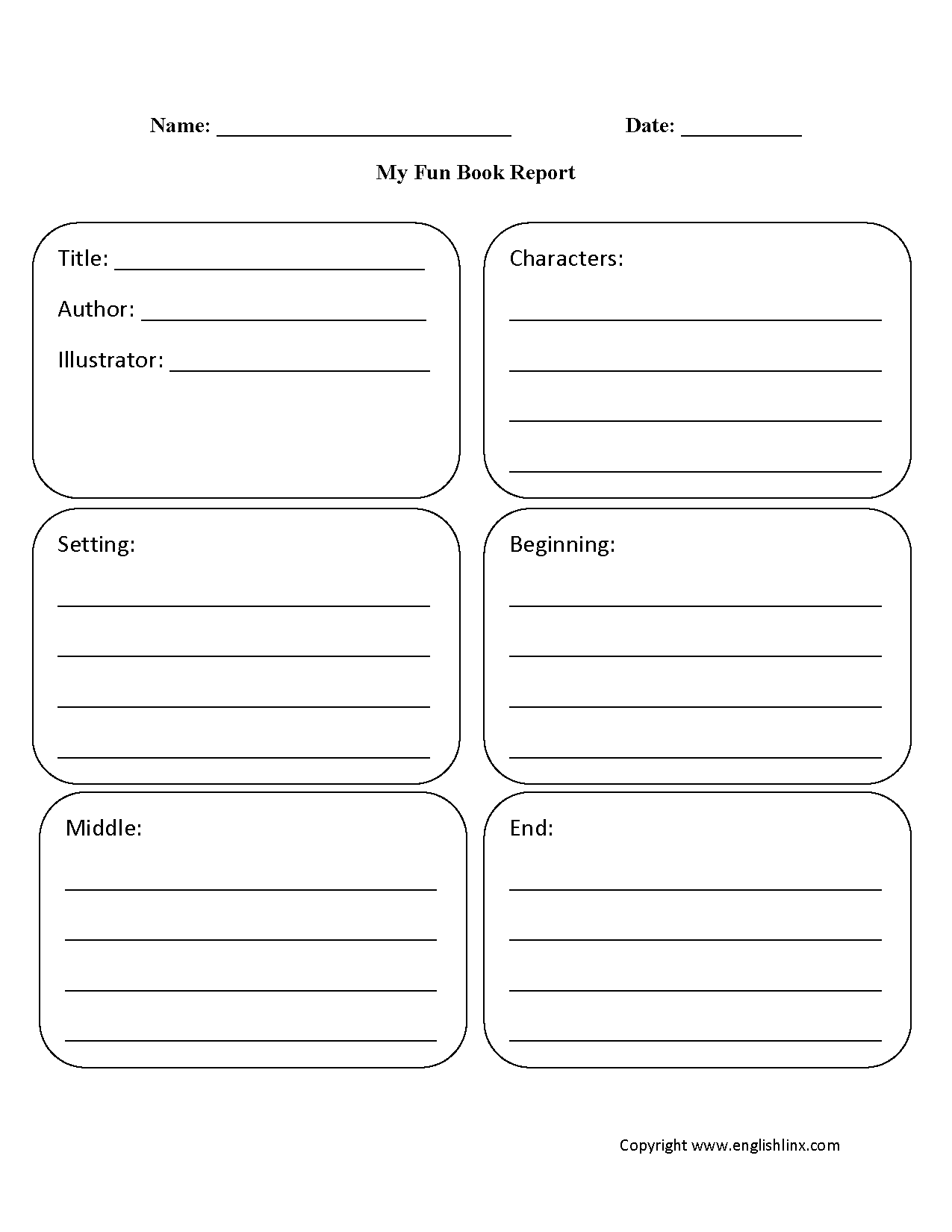 Book Report Form Printable