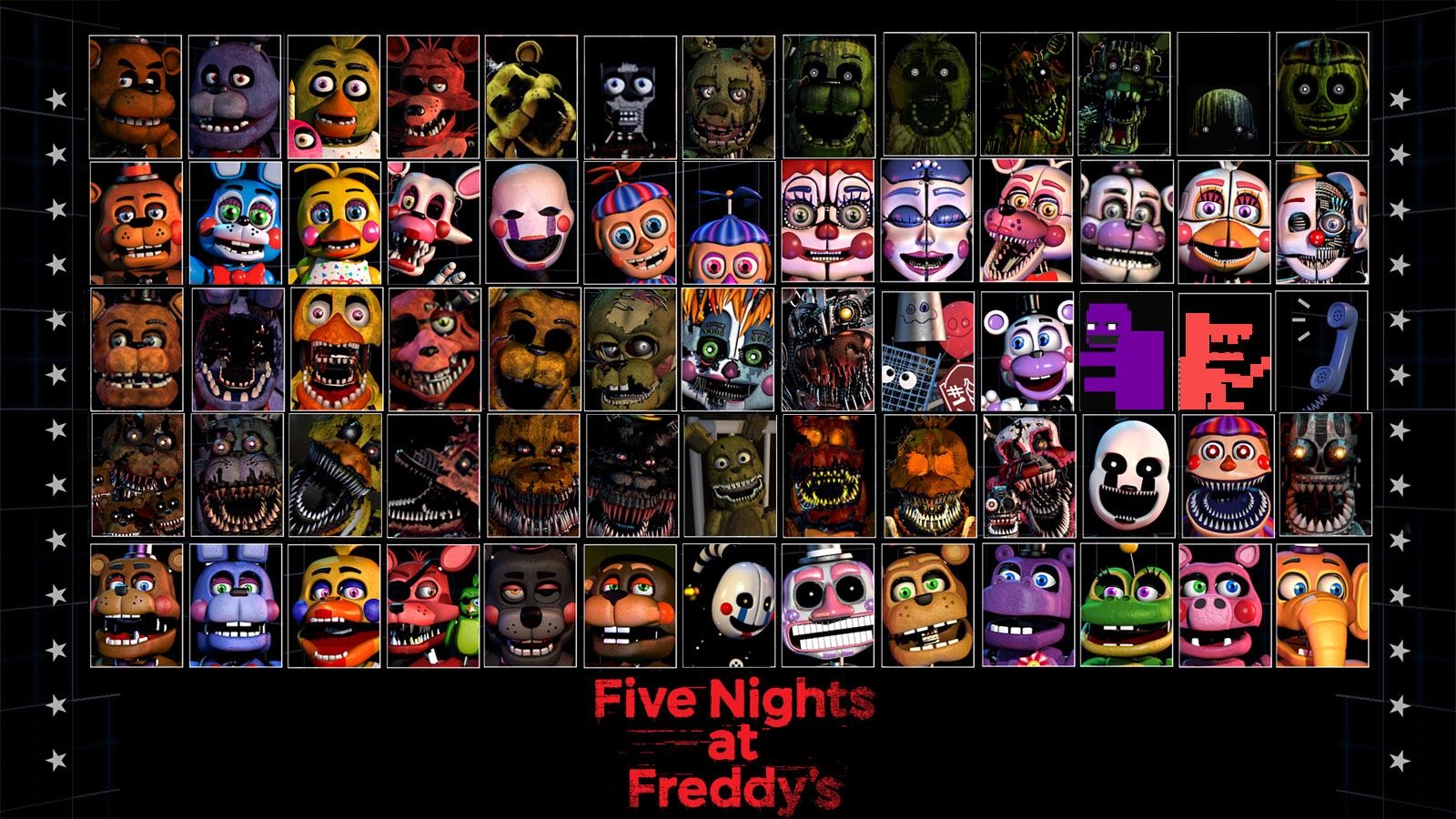 Every Major FNaF Character In One Poster R fivenightsatfreddys