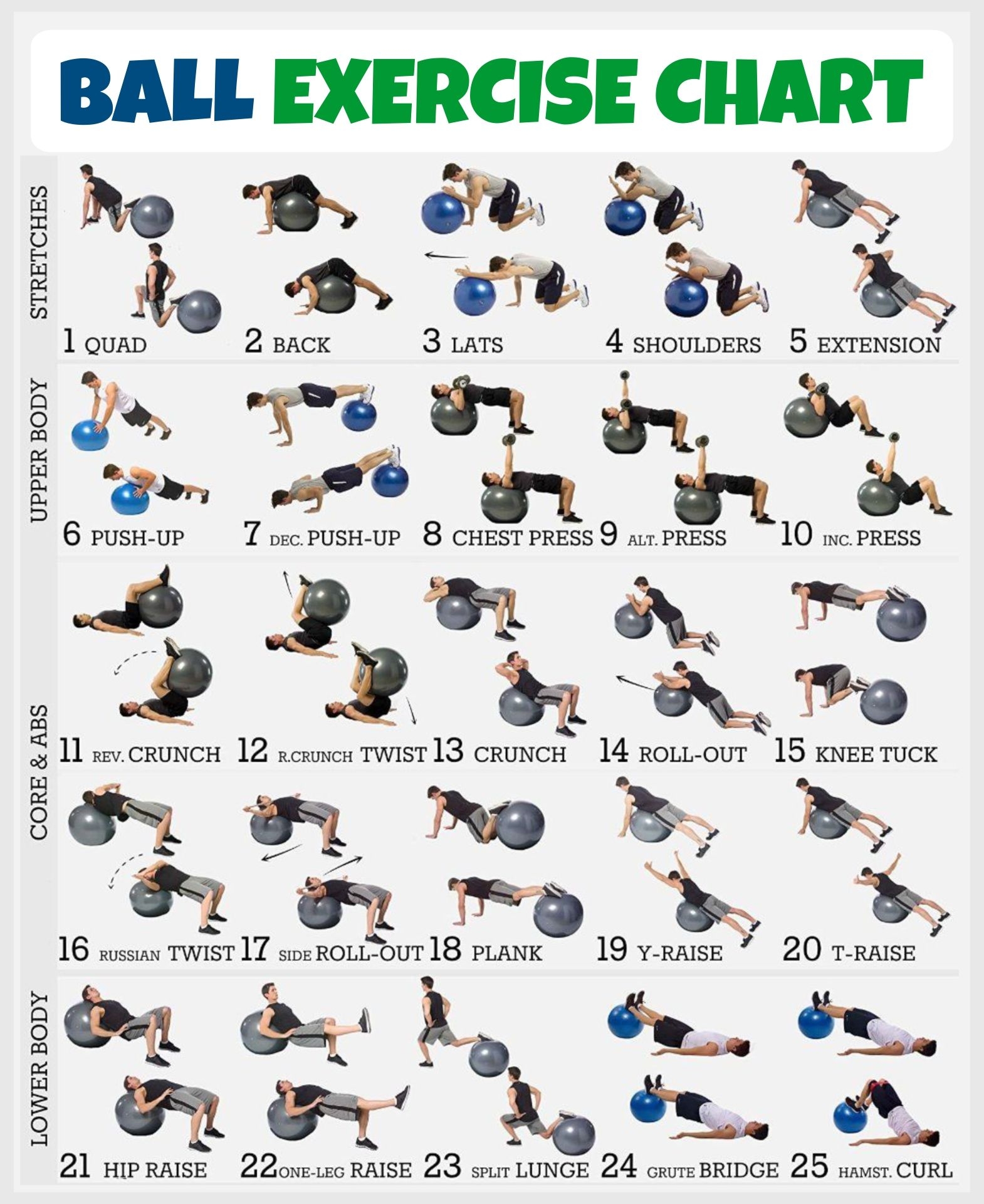 Exercise Ball Workout Chart Exercise Chart Swiss Ball Pdf Chart 
