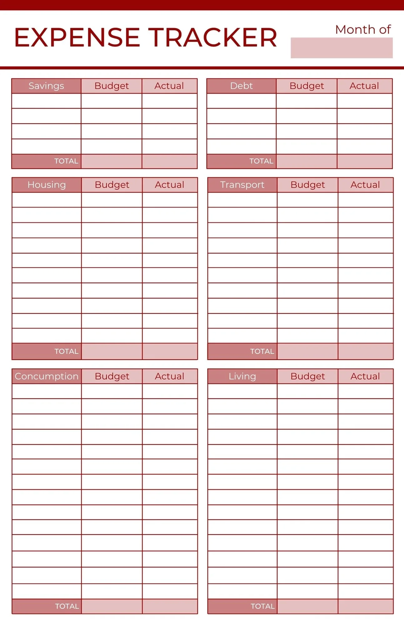 Expense Tracker By Category Printable The Budget Empire