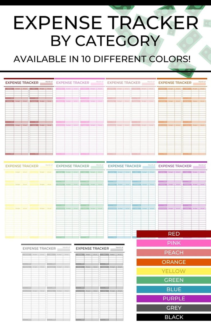 Expense Tracker By Category Printable