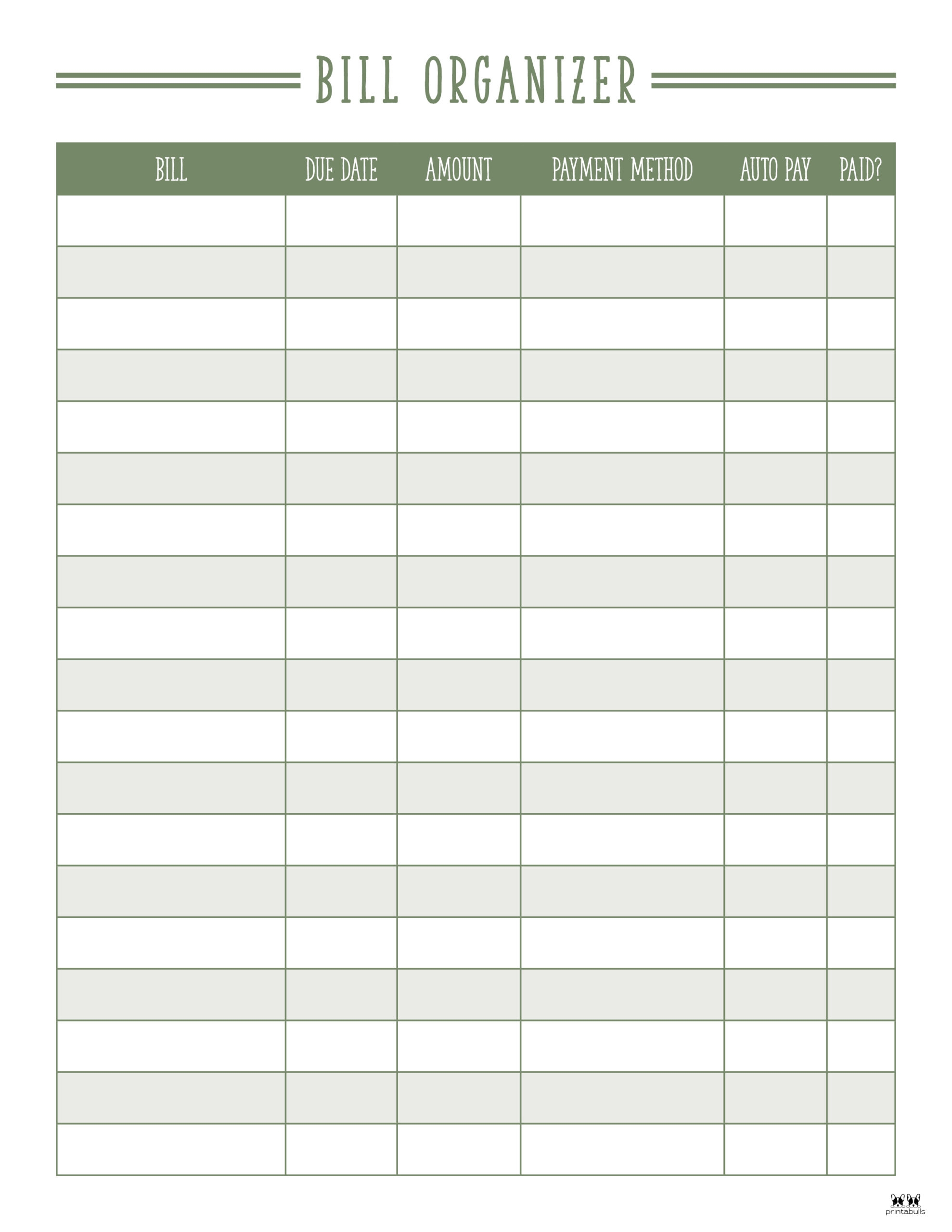 Expense Tracker Notebook Bill Tracker Printable Monthly Bill 