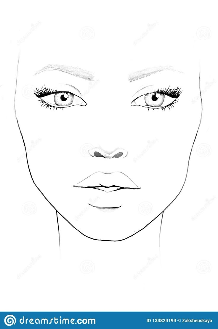 Face Chart Makeup Artist Blank Beautiful Woman Portrait Face 