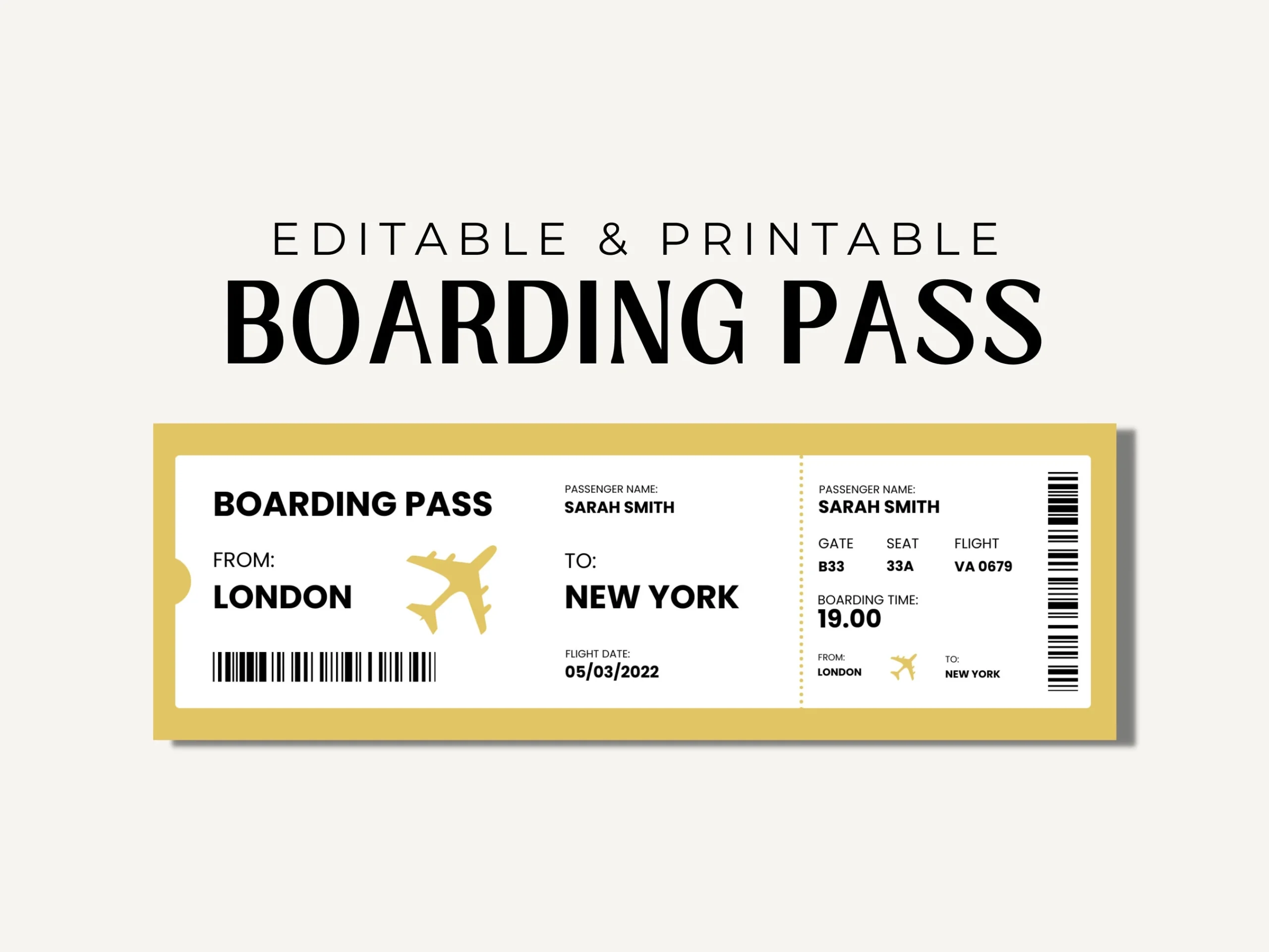 Fake Plane Ticket Template Plane Ticket Printable Template 
