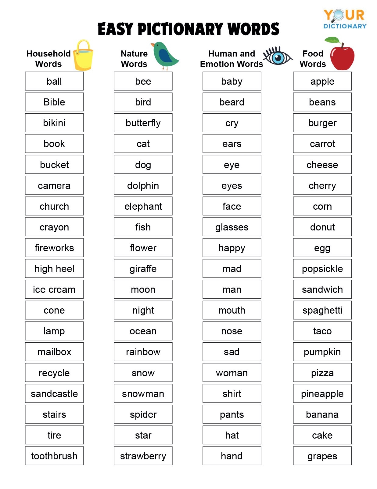 Family Pictionary Words Pictionary Cards Pictionary Easy Words 
