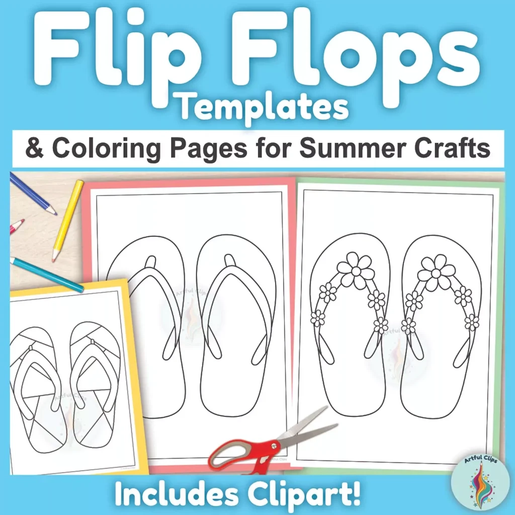 Flip Flop Template Set Printable Pages For Coloring amp Craft