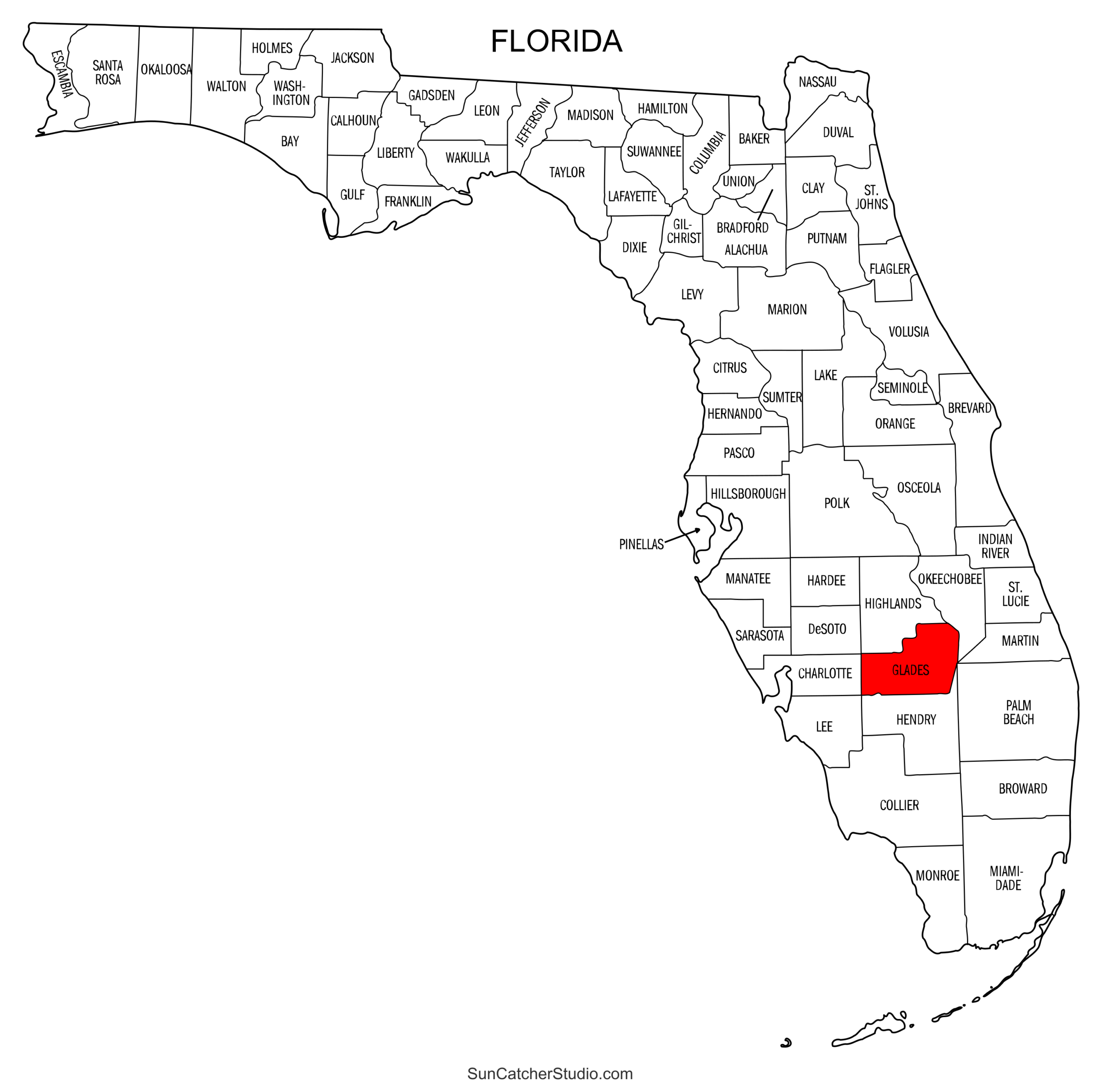 Florida County Map Printable State Map With County Lines Free 