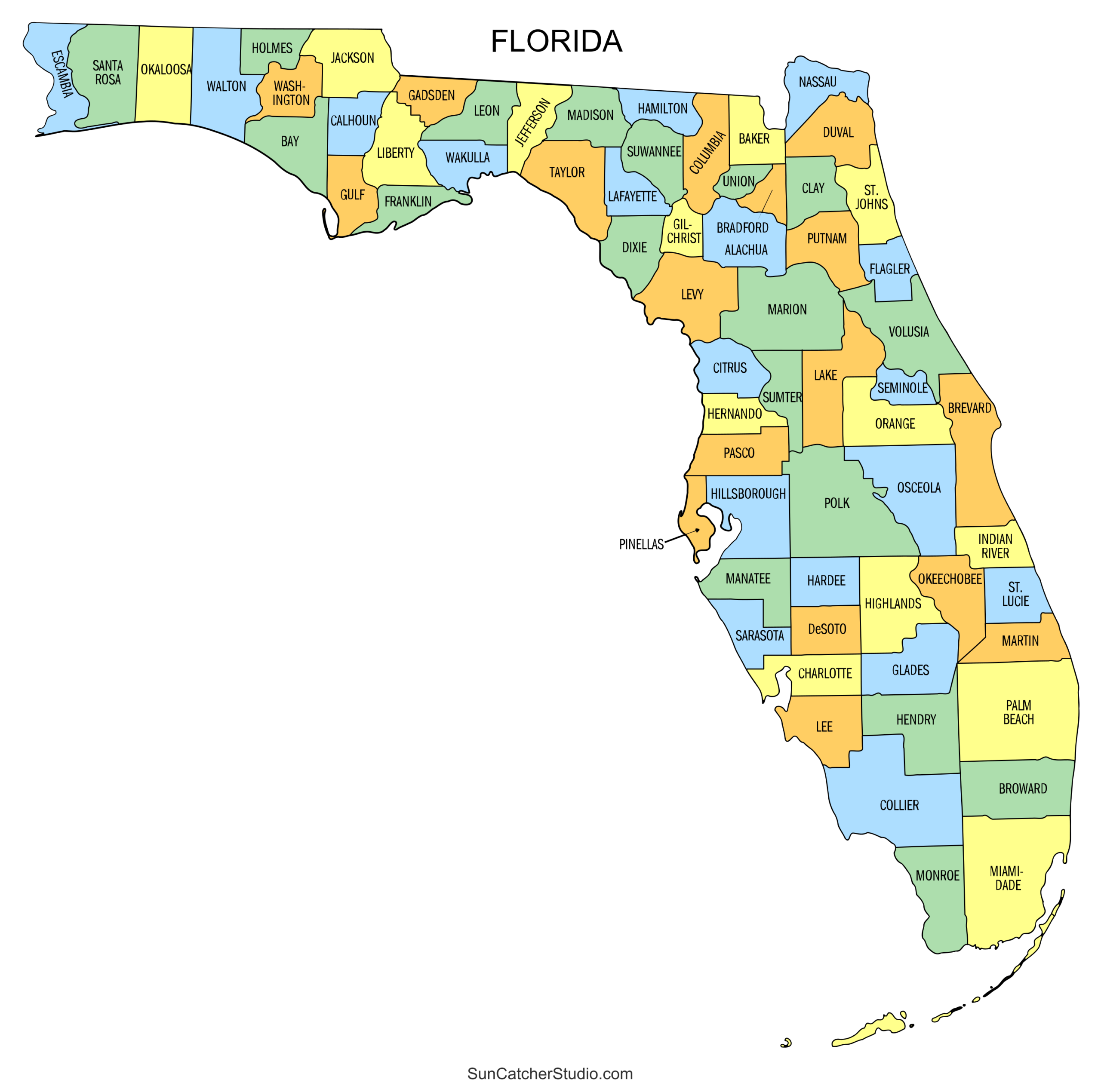 Florida County Map Printable State Map With County Lines Free 