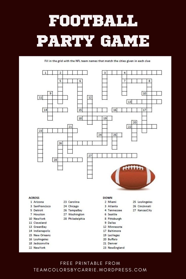 Free Printable Football Crosswords