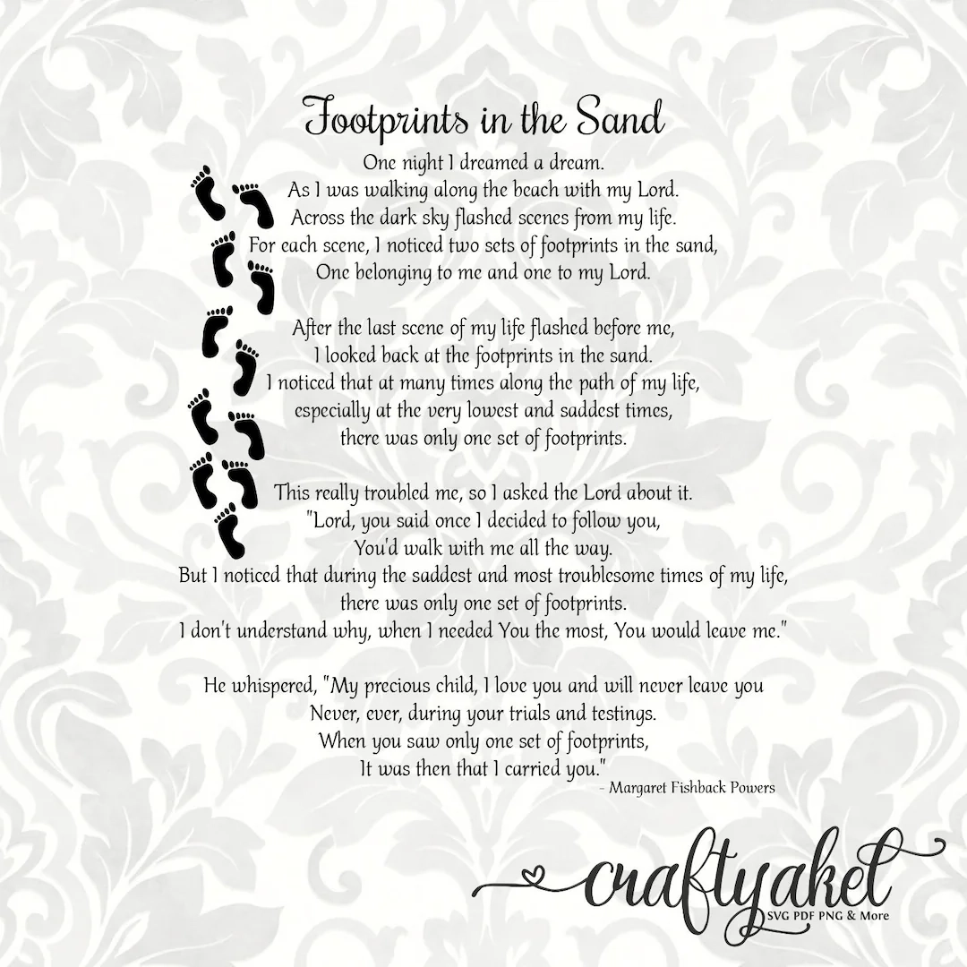 Footprints In The Sand Poem SVG PDF PNG Digital File Vector 
