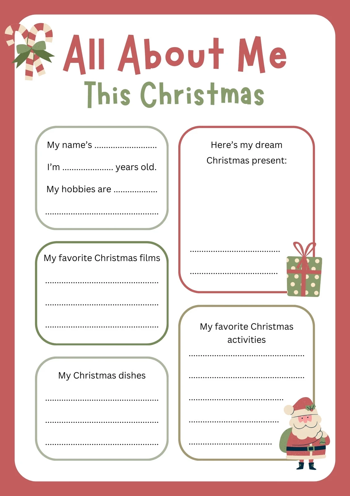 Free Printable All About Me