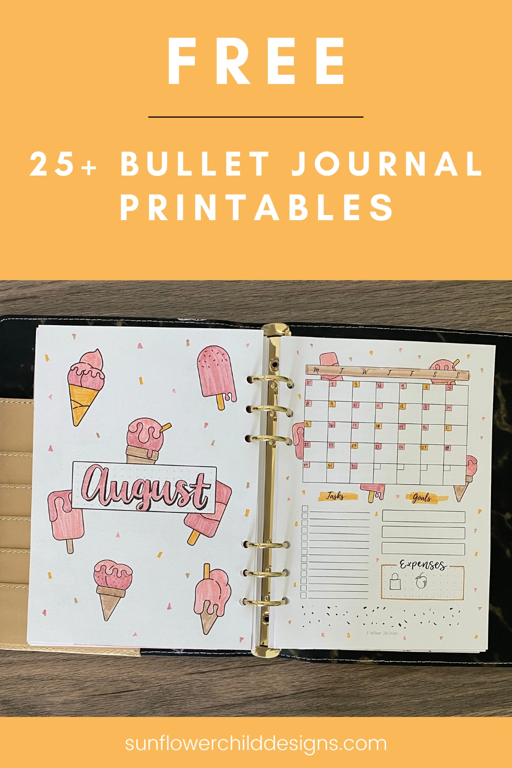 Free Bullet Journal Printables 25 Pages With Doodles Sunflower 