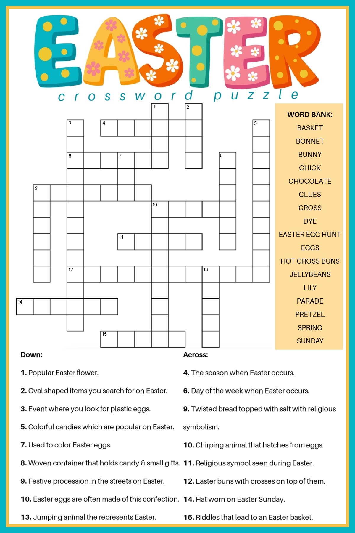 Free Easter Crossword Puzzle Printable 2 Versions amp Answer Key