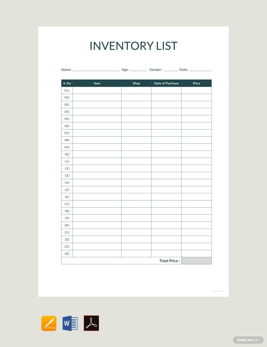 Free Printable Inventory Sheets Pdf