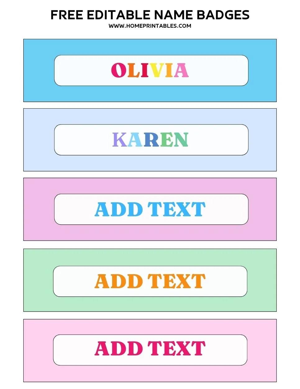 Printable Name Badge Template