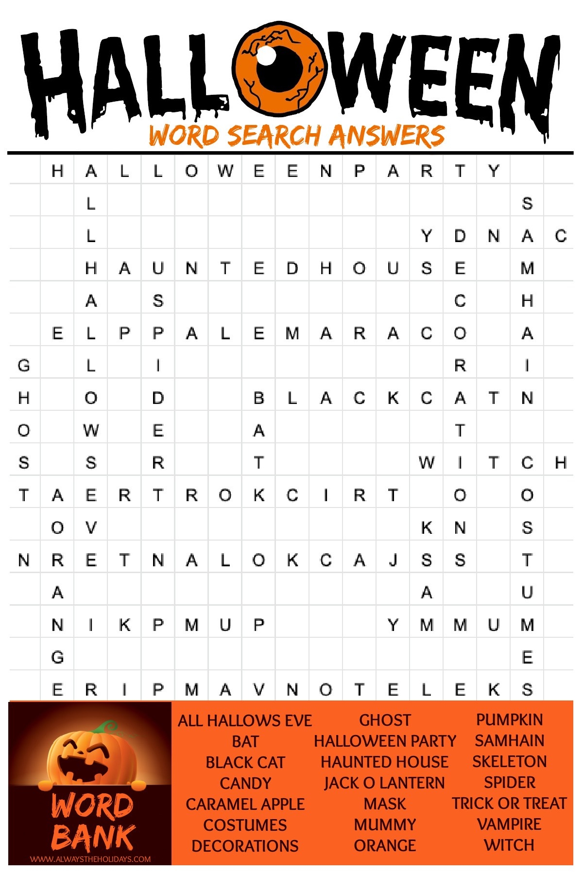 Word Search Halloween Printable