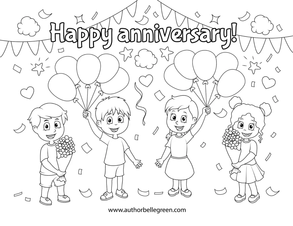 Free Happy Anniversary Coloring Page amp Gift Ideas For Kids Belle 