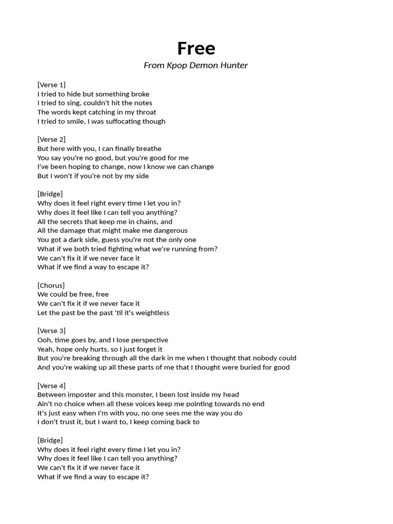 Free Lyrics PDF