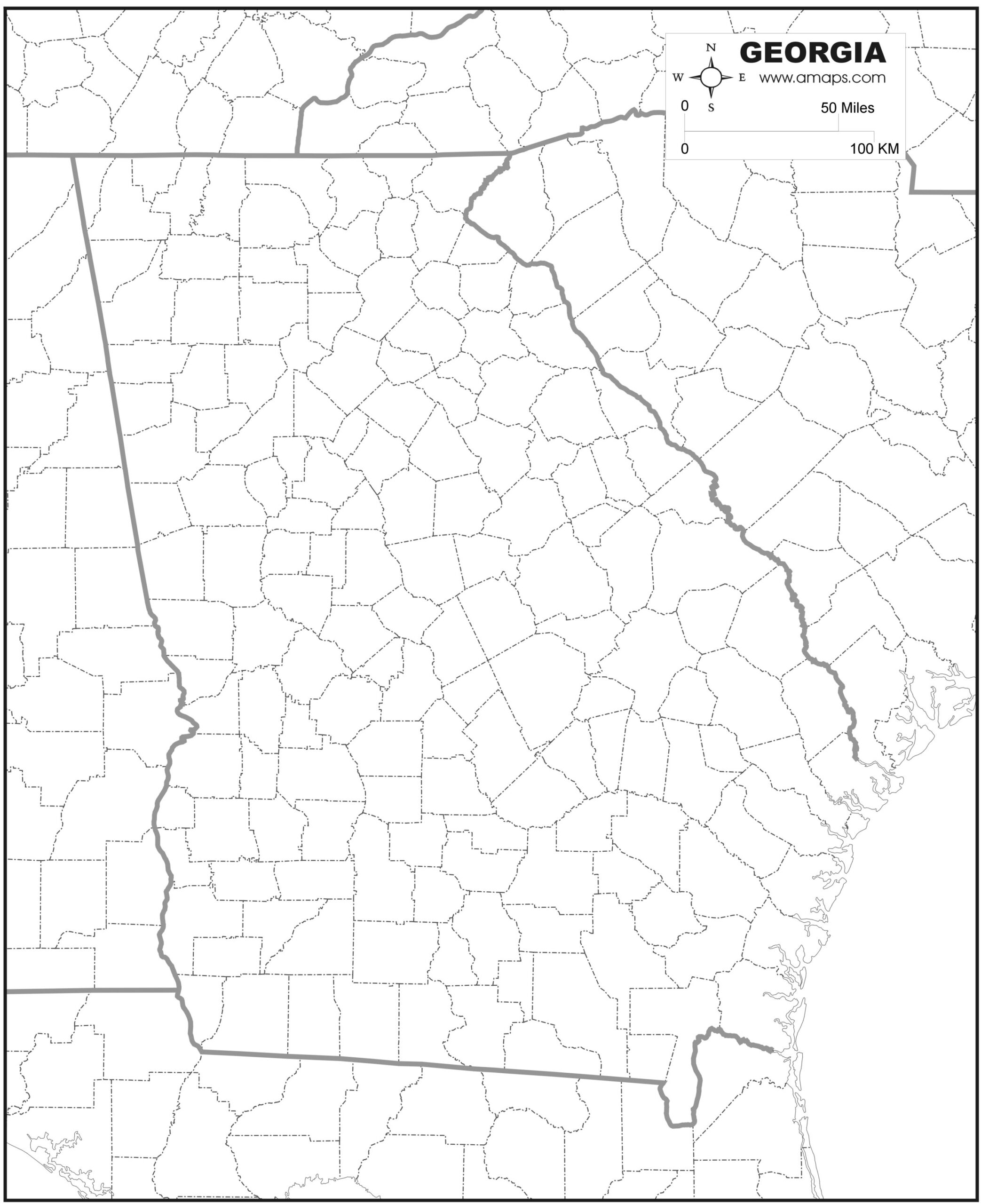 Printable Map Of Georgia