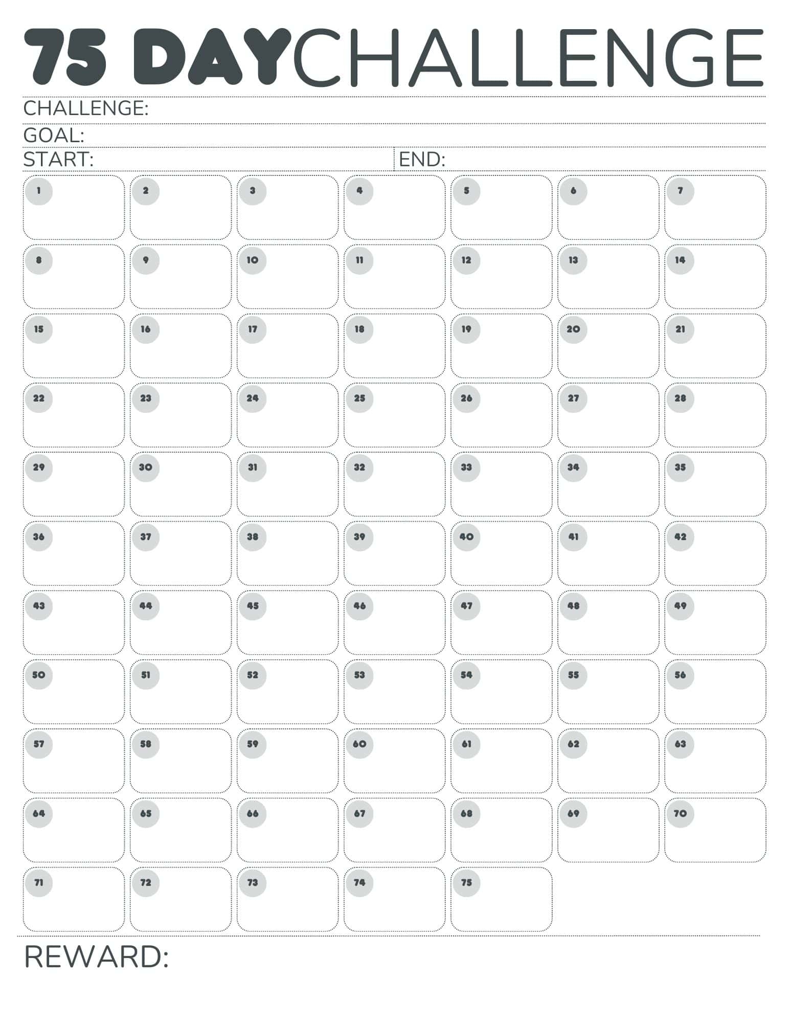 75 Hard Tracker Printable