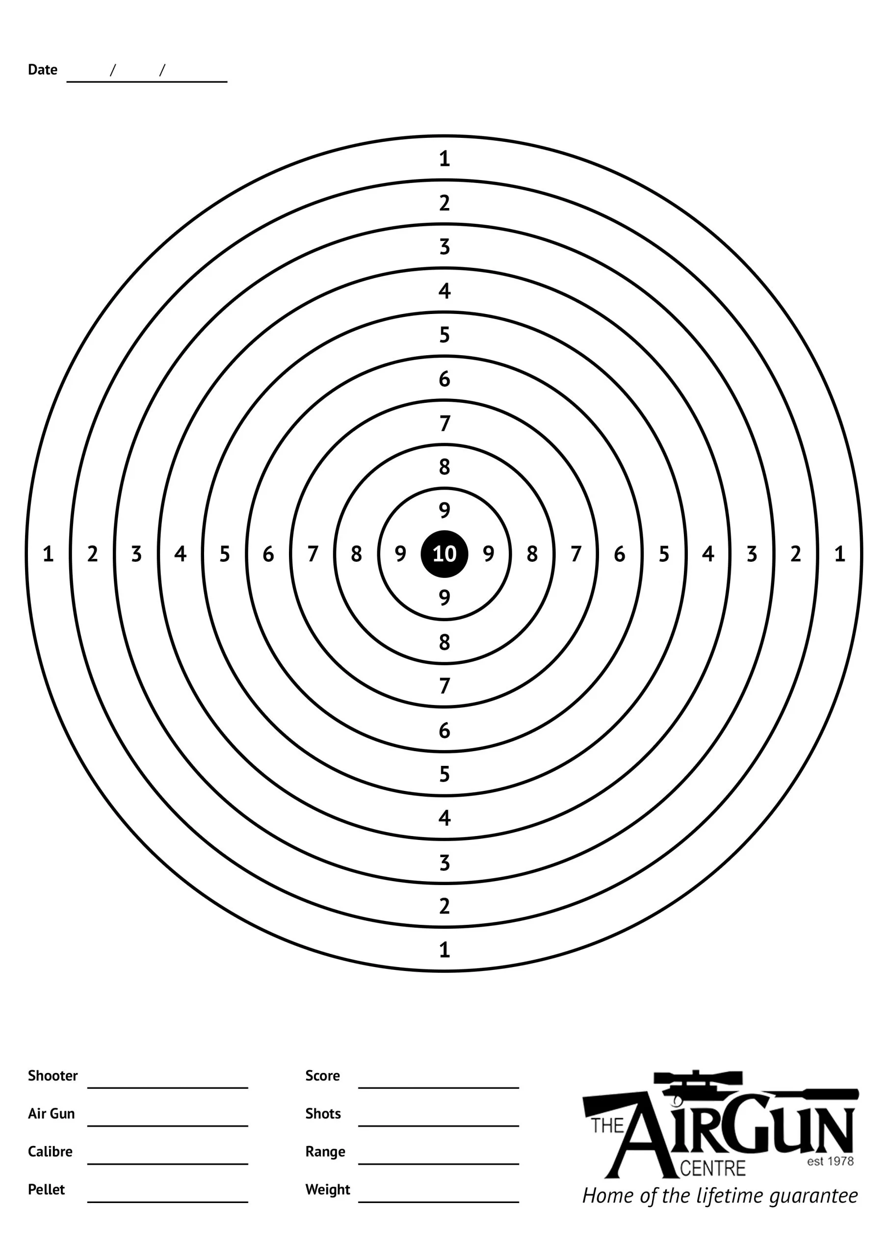 Free Printable Air Rifle Targets A4 17cm amp 14cm The Airgun Centre