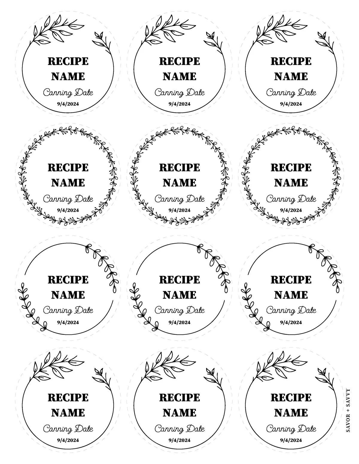 Free Printable amp Editable Canning Labels Savor Savvy
