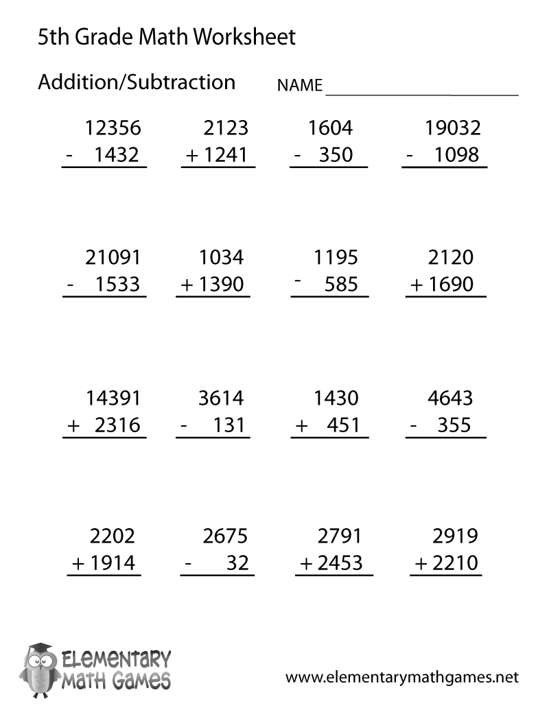 Free Printable 5th Grade Worksheets