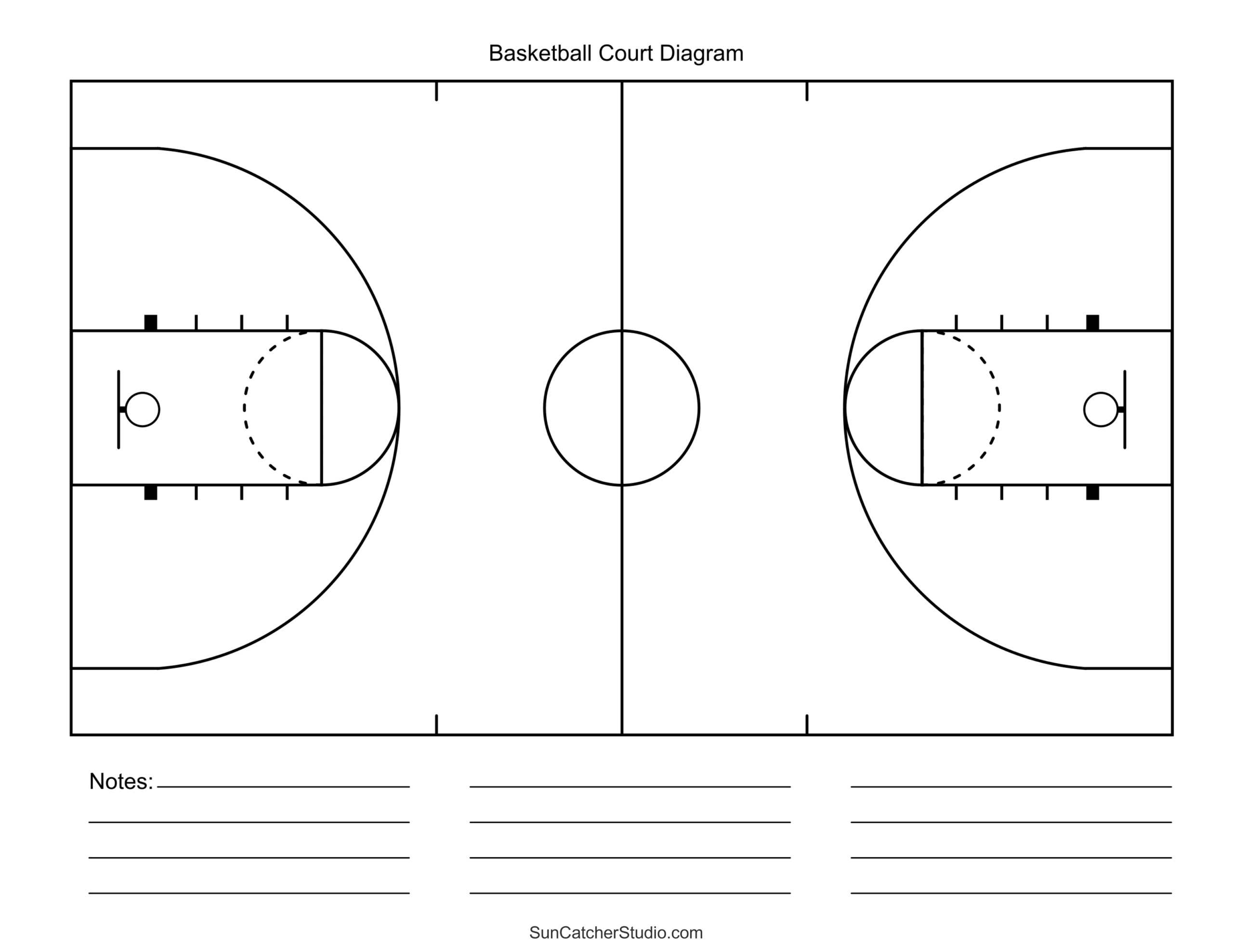 Free Printable Basketball Court Diagrams amp Layout Free 