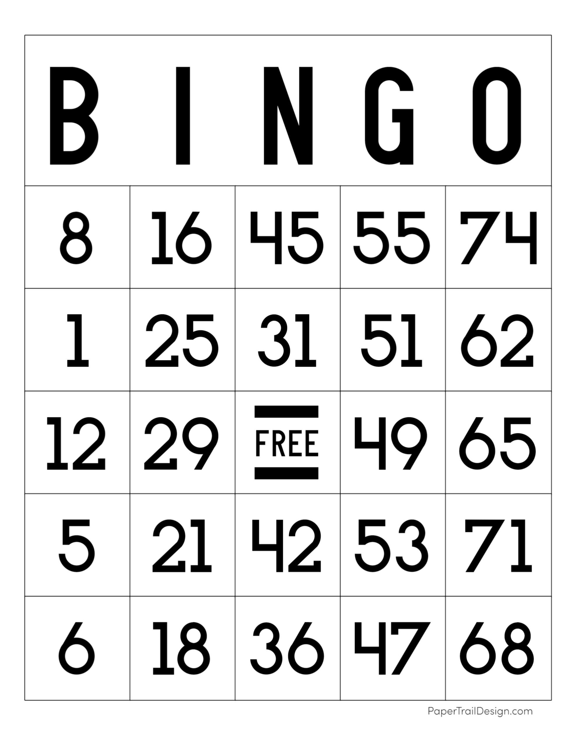 Bingo Card Template Printable
