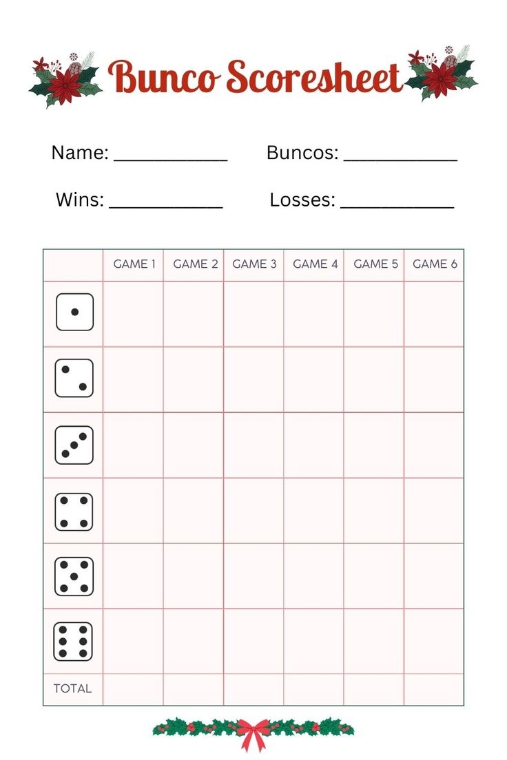 Printable Bunco Score Sheets