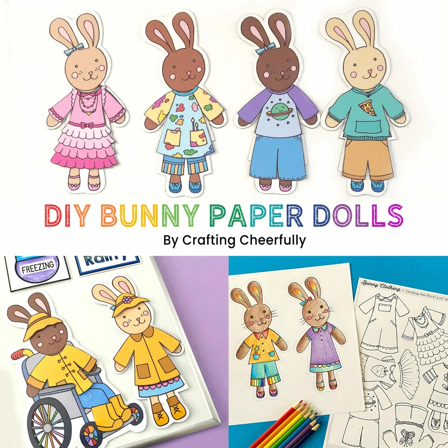 Free Printable Bunny Paper Dolls Crafting Cheerfully