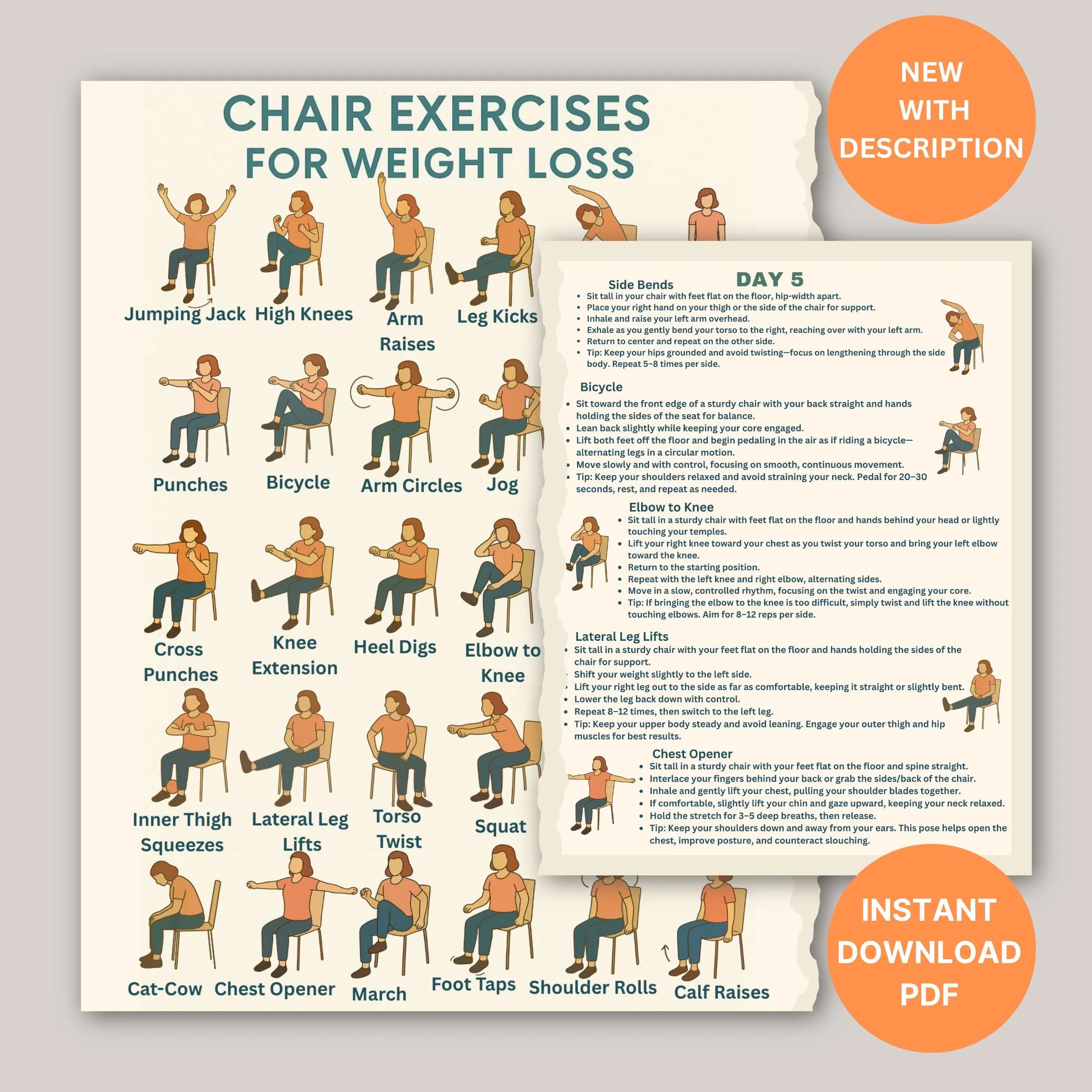 Free Printable Chair Exercises Chair Exercise Chart For Weightloss