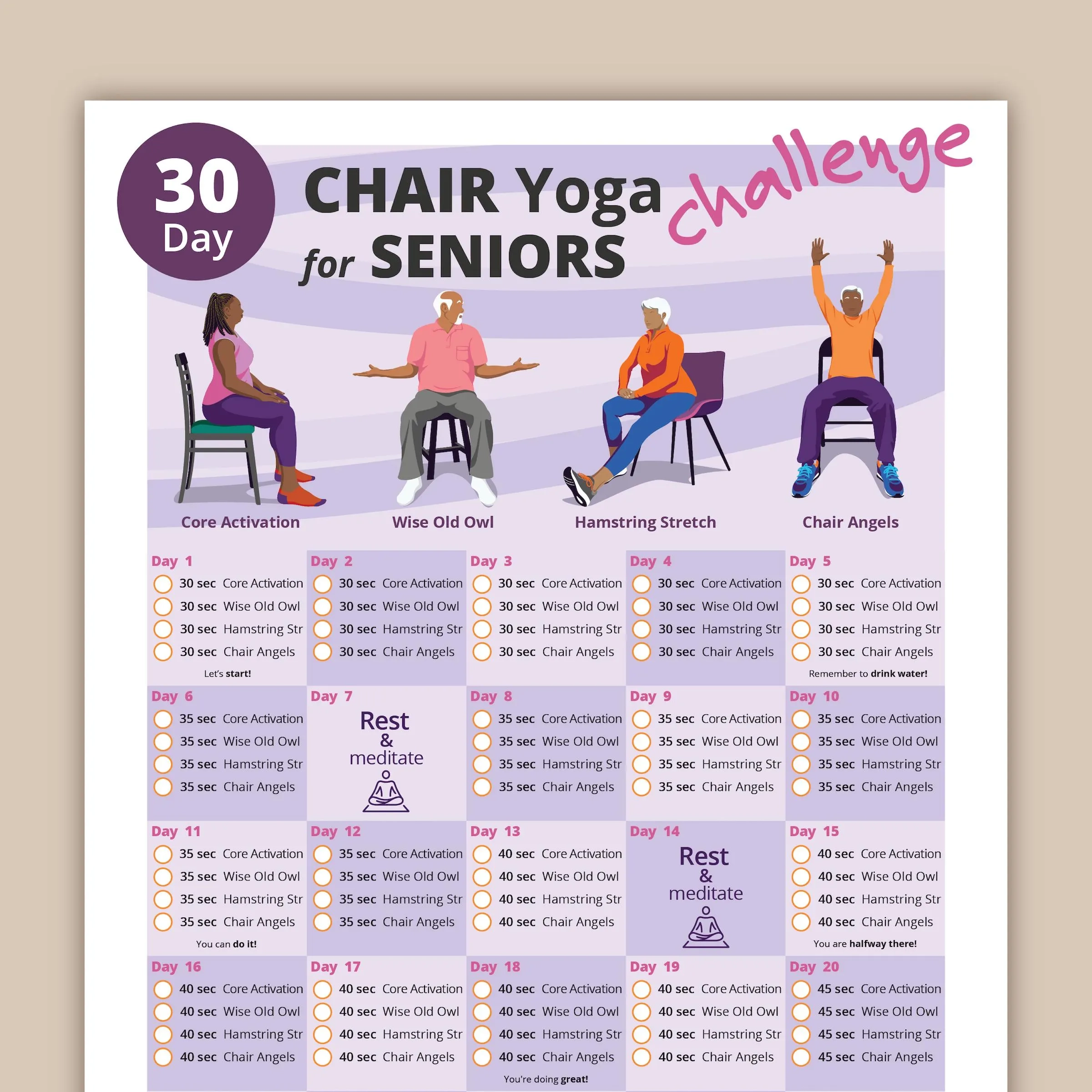 Printable Chair Yoga For Seniors