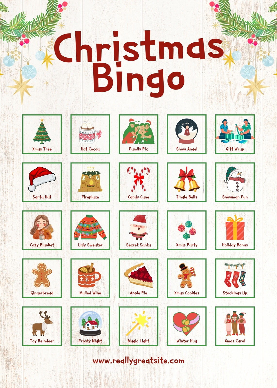 Free Printable Christmas Bingo Card Templates Canva