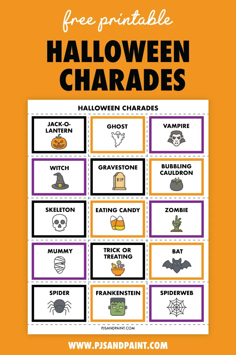 Free Printable Halloween Charades Pjs And Paint