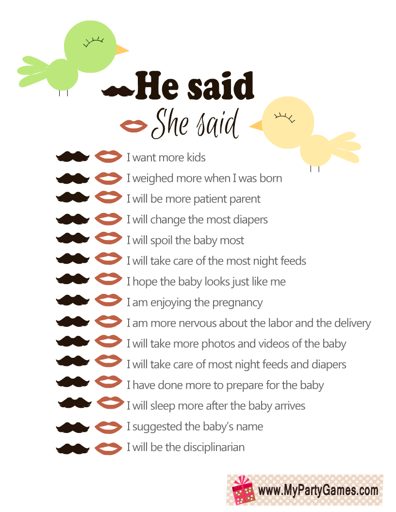 Free Printable Baby Shower Games