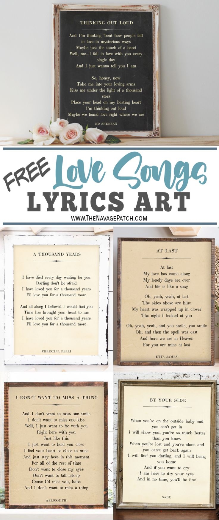 Free Printable Love Song Lyrics Art