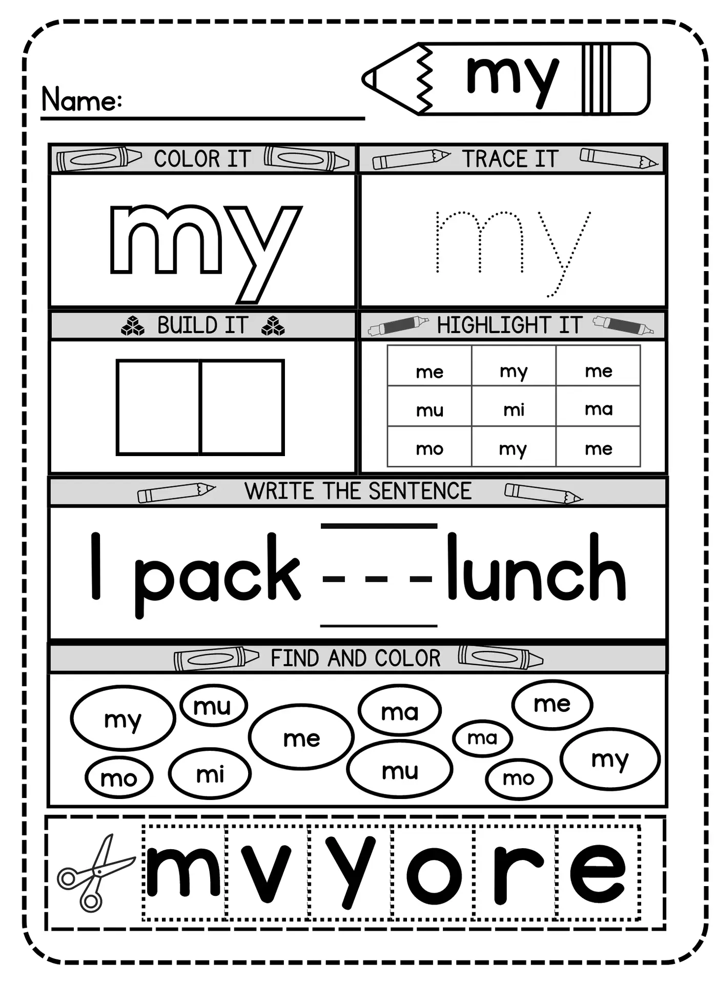 Free Printable Sight Words Worksheets