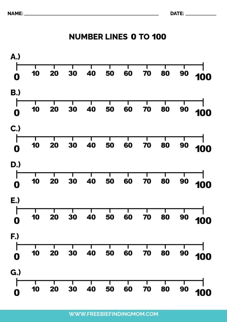 Number Line Printable 1 100