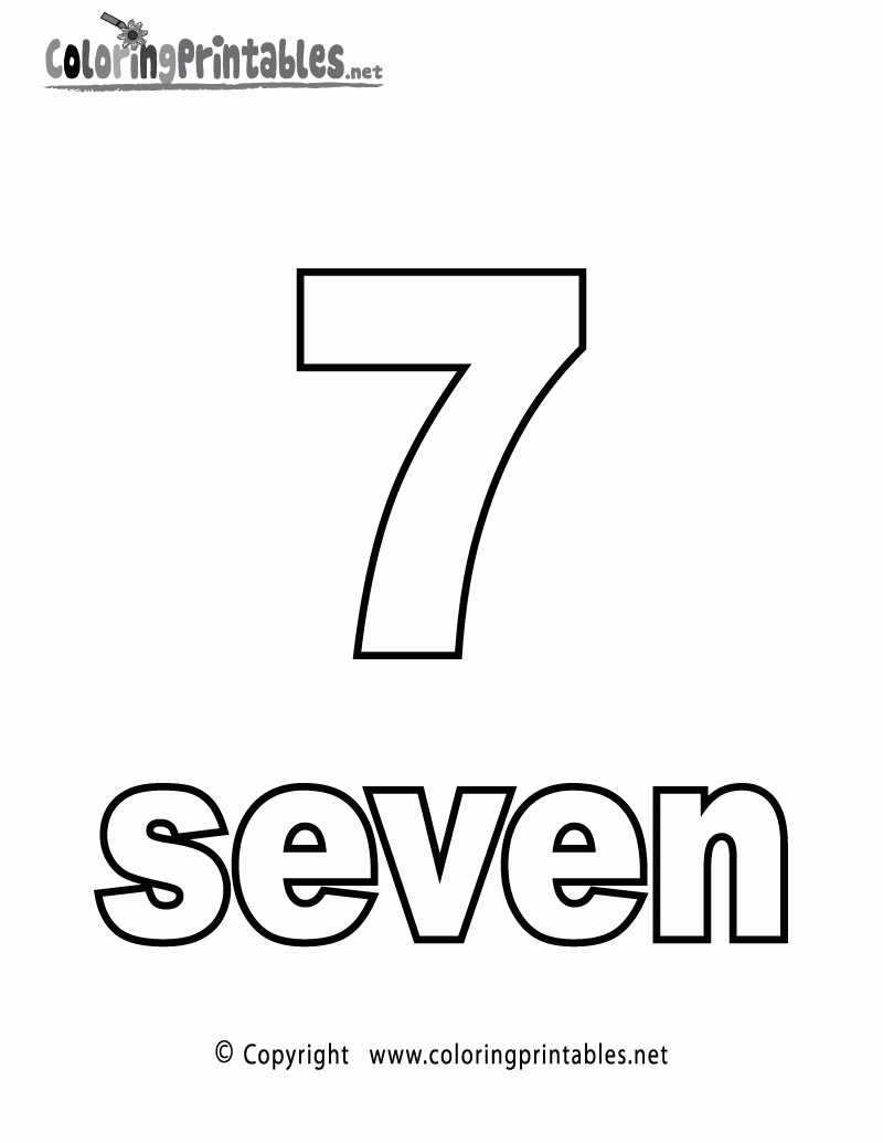 Free Printable Number Seven Coloring Page