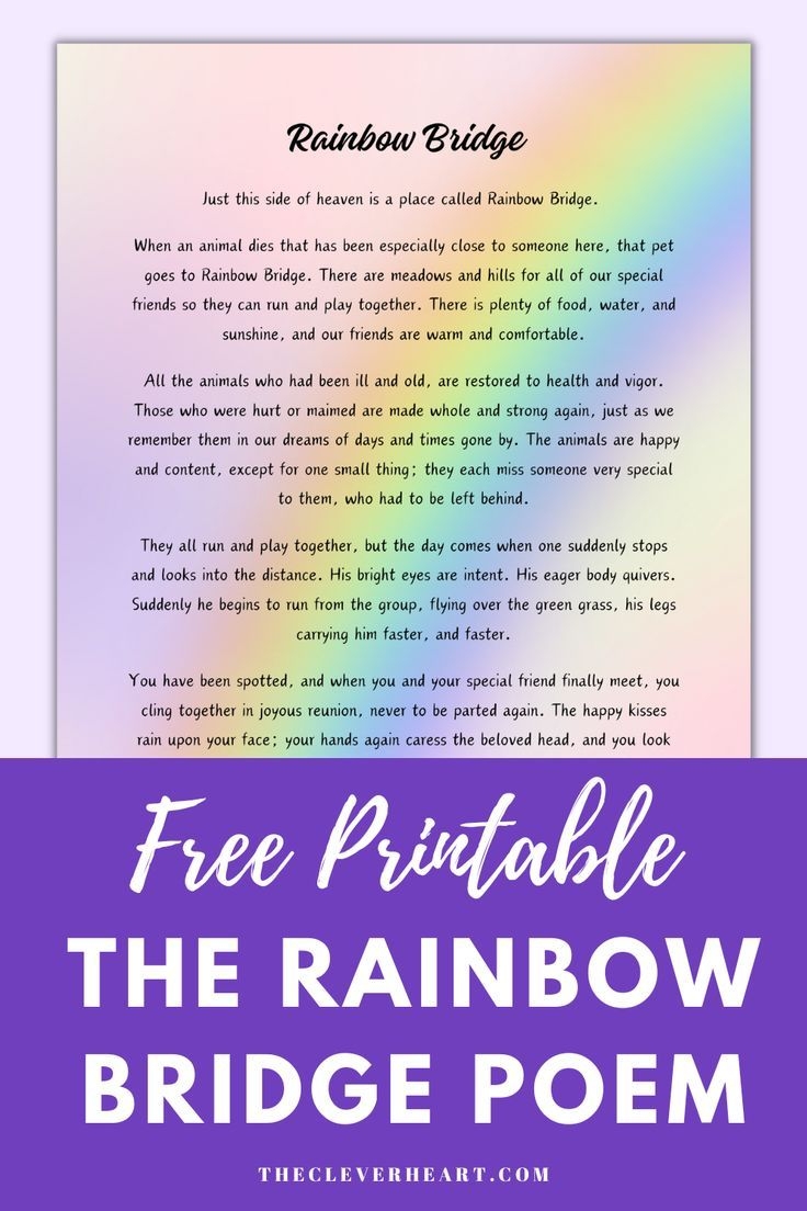 Rainbow Bridge Poem Printable