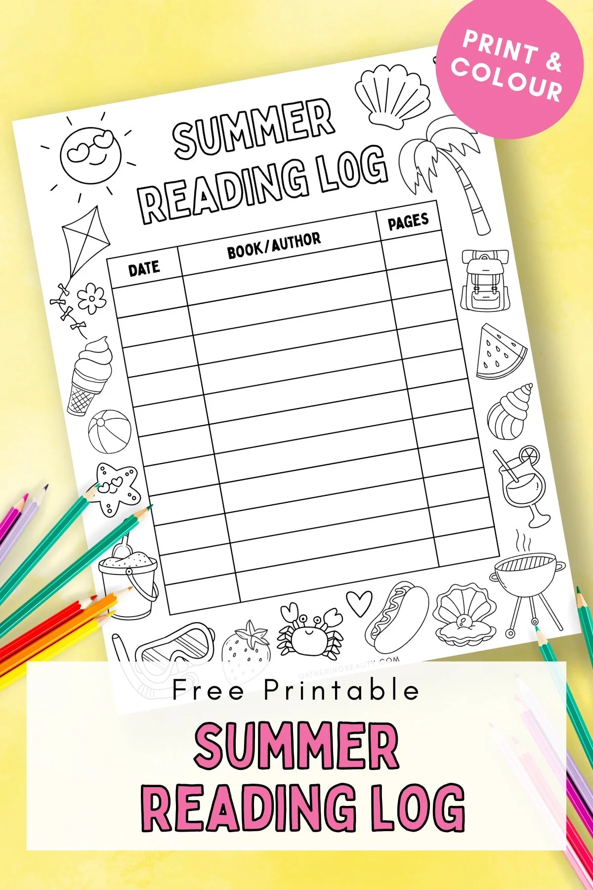 Free Printable Summer Reading Log Gathering Beauty