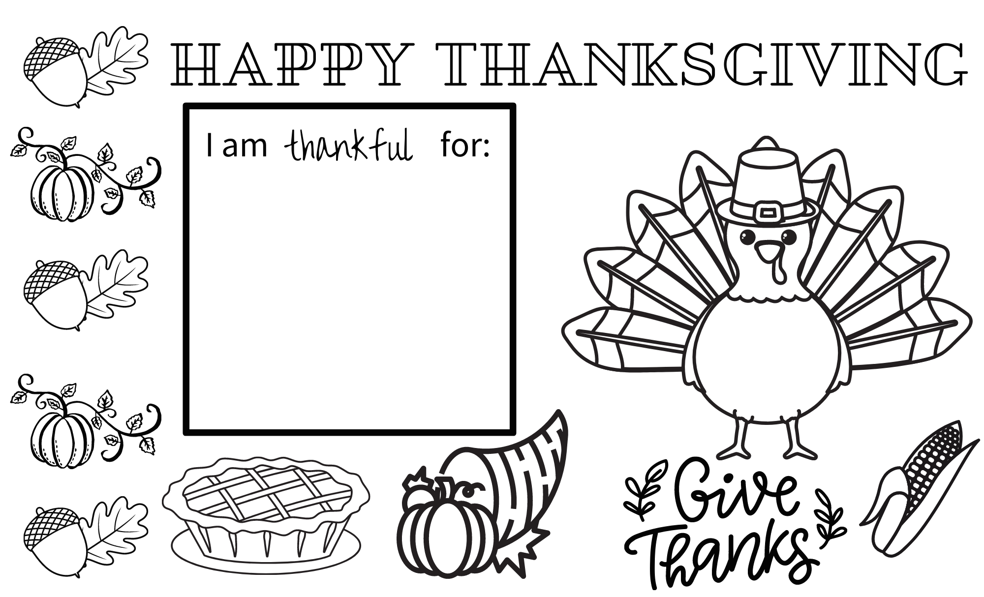 Printable Thanksgiving Placemat Craft