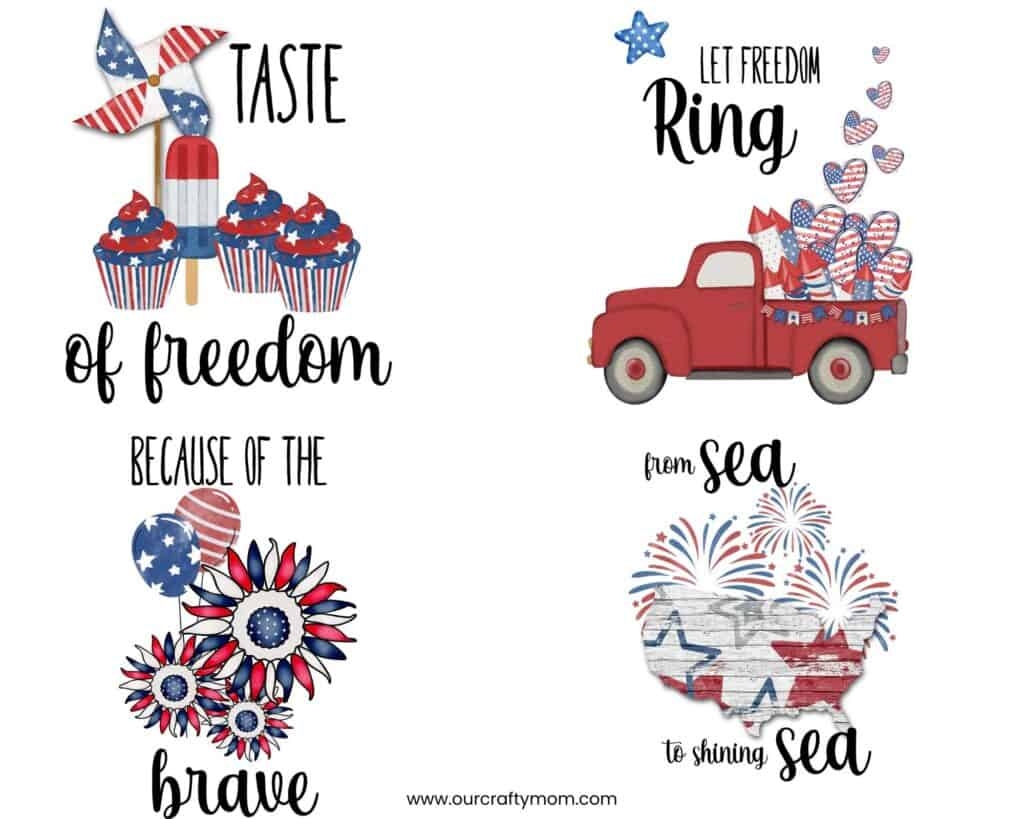 Free Printable Wall Art For 4th Of July Set Of 4 With Little Red 