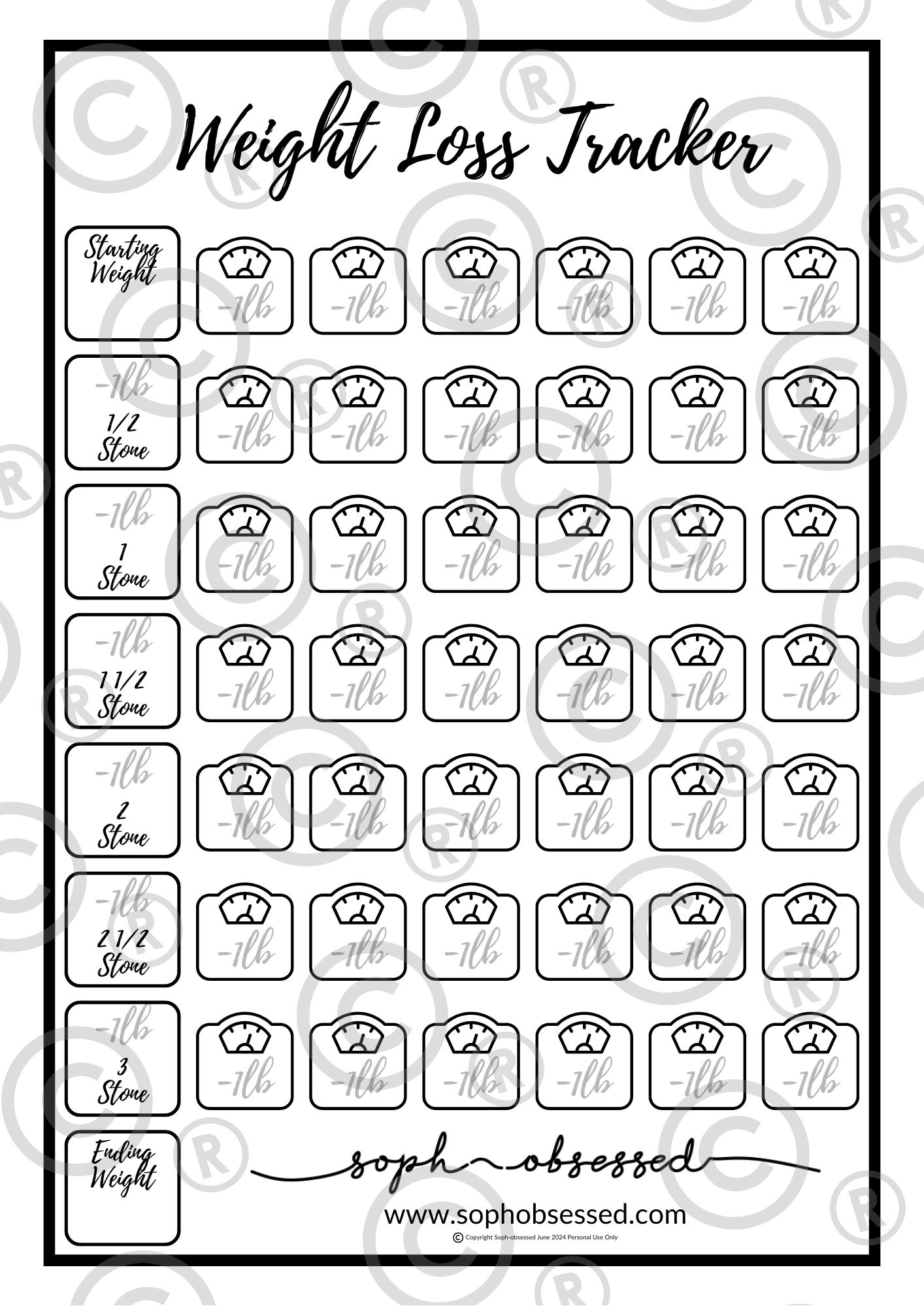 Weight Loss Tracker Printable Free