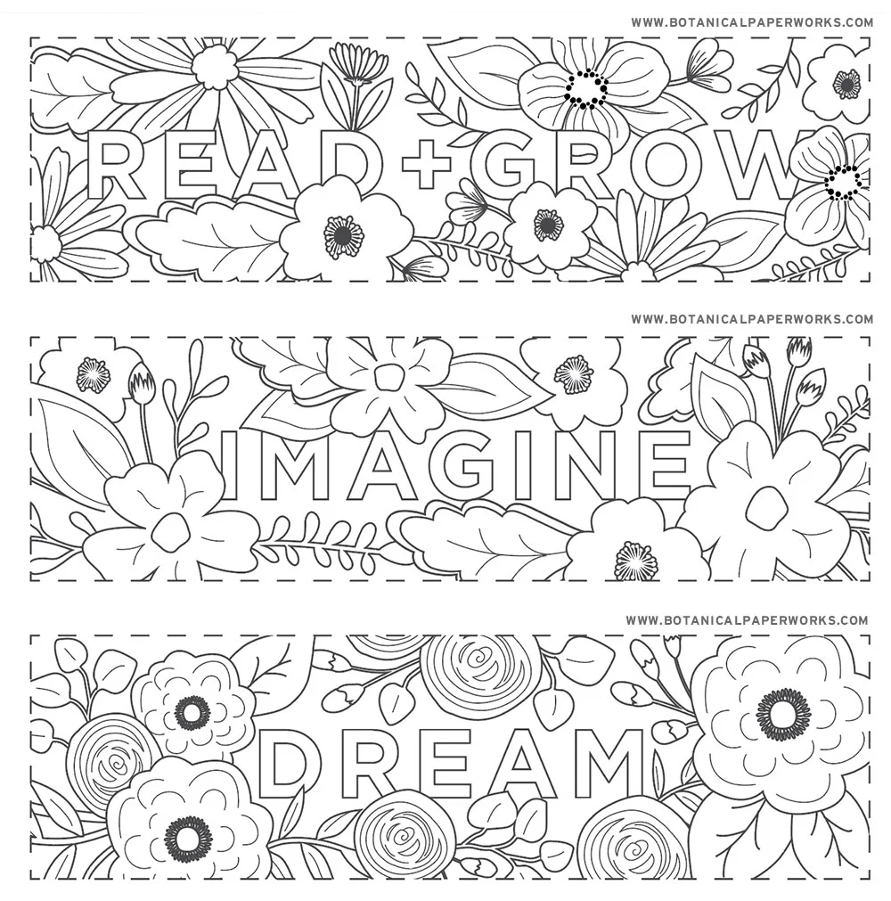 Free Printables Read Grow Coloring Bookmarks For Back to School 