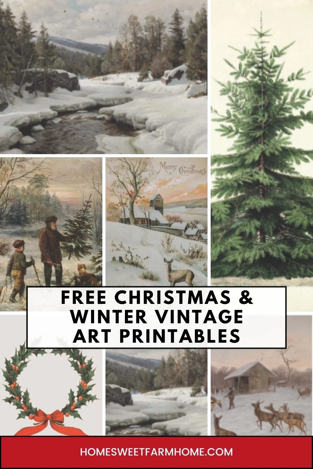 Free Vintage Christmas Art Printables Home Sweet Farm Home